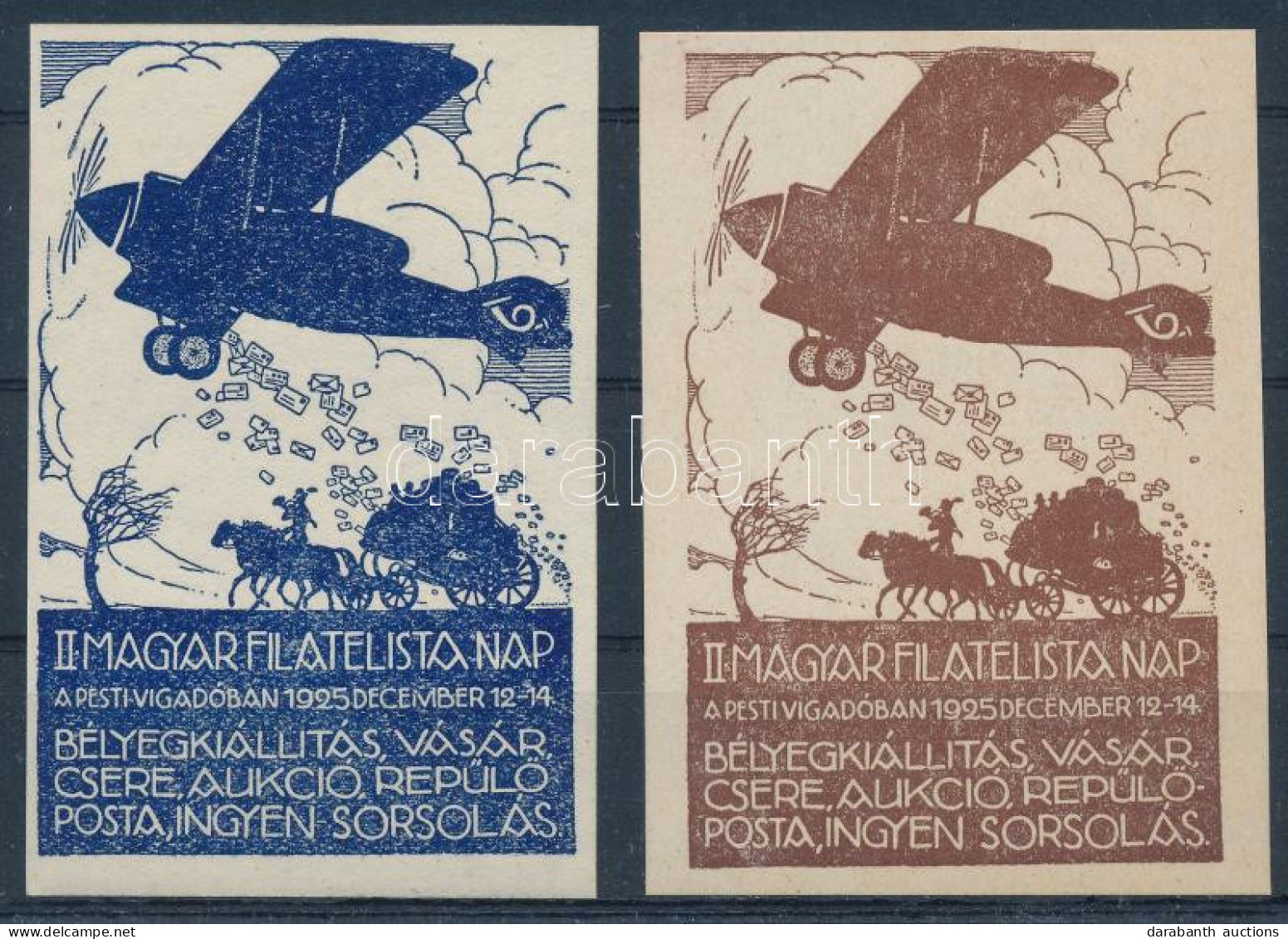 ** 1925/4a+4ba II. Magyar Filatelista Nap Emlékív Pár (32.000) / Souvenir Sheet Pair - Other & Unclassified