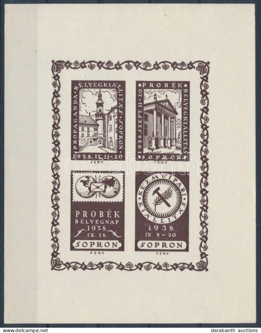 ** 1938/6a Soproni Probék Bélyegnap és -kiállítás Emlékív (7.000) / Souvenir Sheet - Andere & Zonder Classificatie