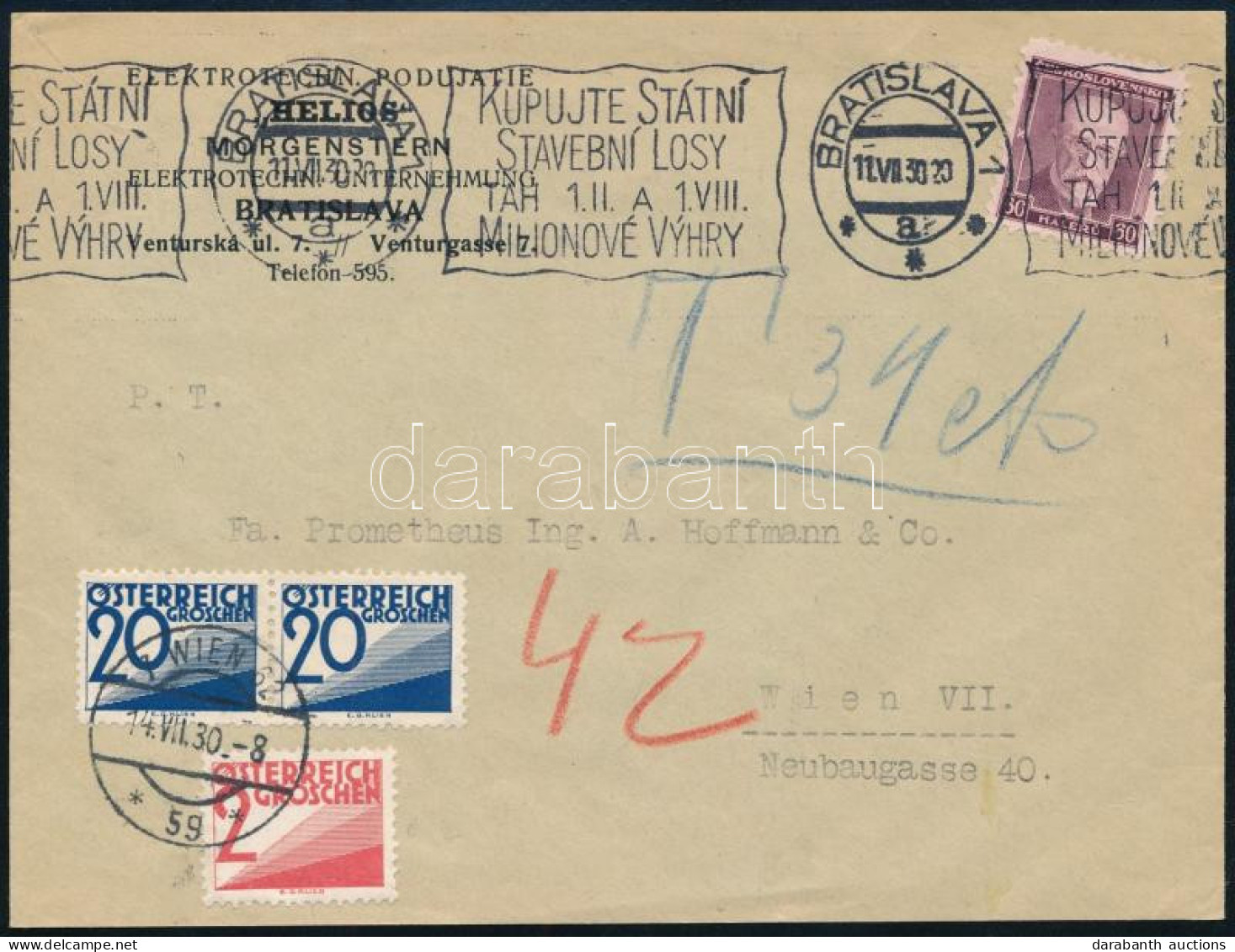 1930 Levél Ausztriába, Portózva / Cover To Austria, With Postage Due - Other & Unclassified