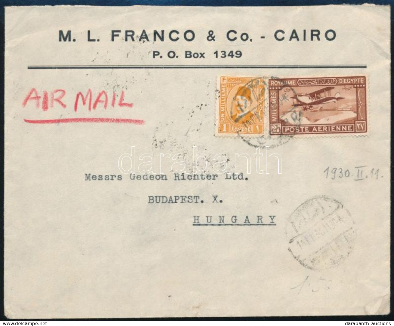 1938 Légi Levél Budapestre / Airmail Cover To Hungary - Other & Unclassified