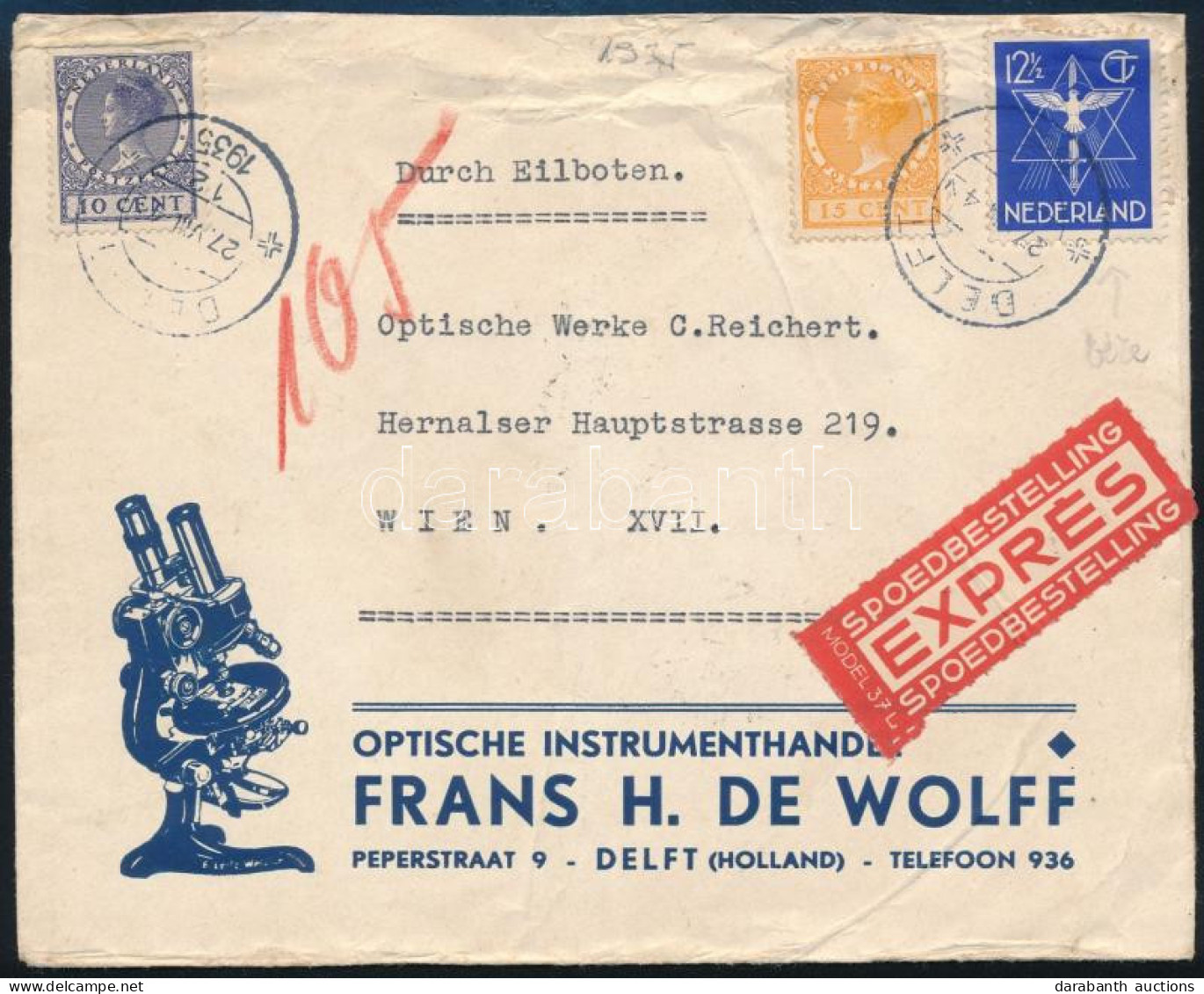 1935 Expressz Levél Bécsbe / Express Cover To Vienna - Autres & Non Classés