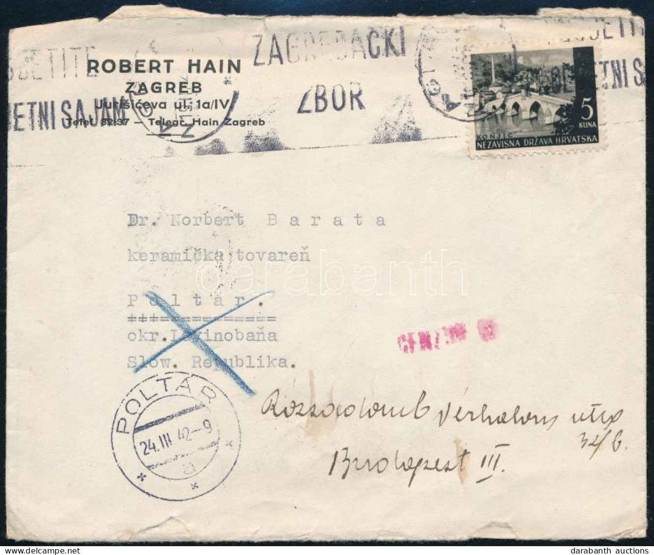 1942 Cenzúrázott Levél Budapestre / Censored Cover - Autres & Non Classés