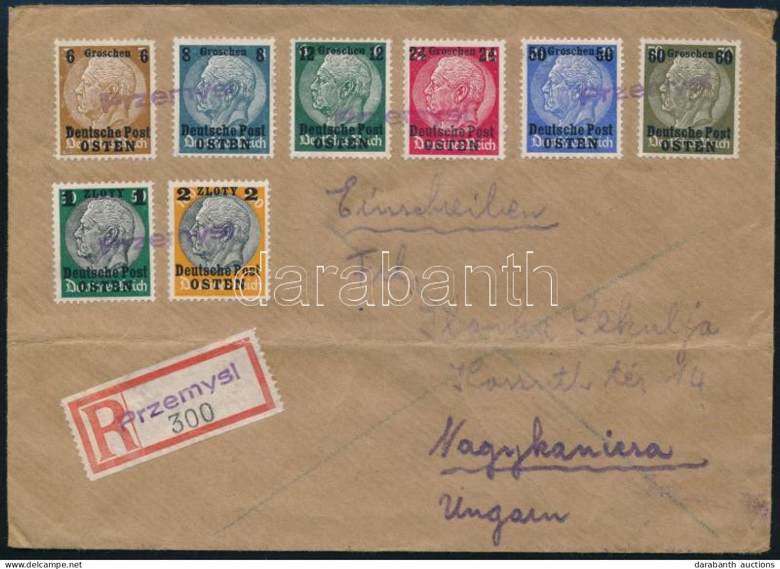 Észtország 1939 Ajánlott Levél Nagykanizsára Szükségragjeggyel és Bélyegzéssel / Ostland 1939 Registered Cover To Hungar - Autres & Non Classés