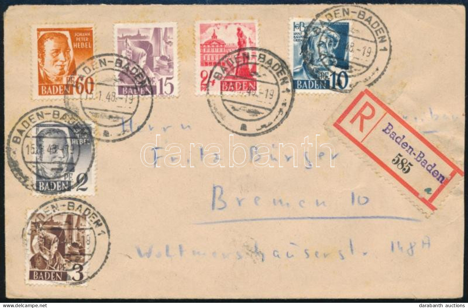 Baden 1948 Ajánlott Levél / Registered Cover - Andere & Zonder Classificatie
