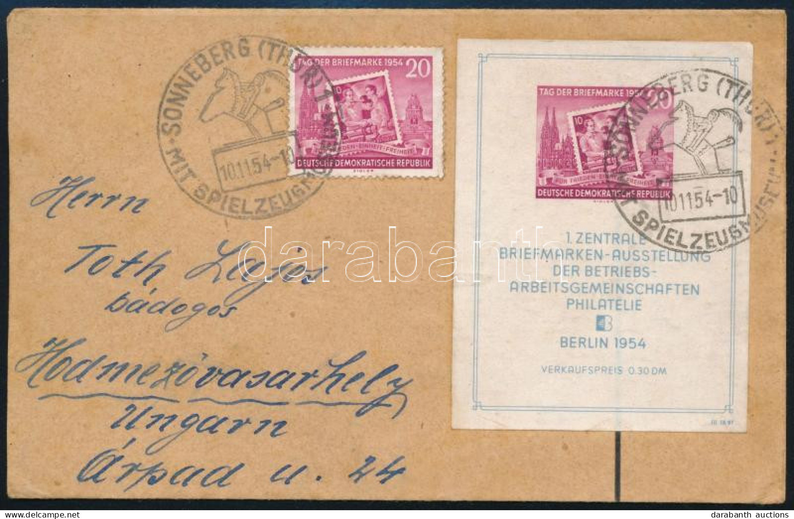 1954 Mi 445 + Block 10 Levélen Hódmezővásárhelyre / On Cover To Hungary - Andere & Zonder Classificatie