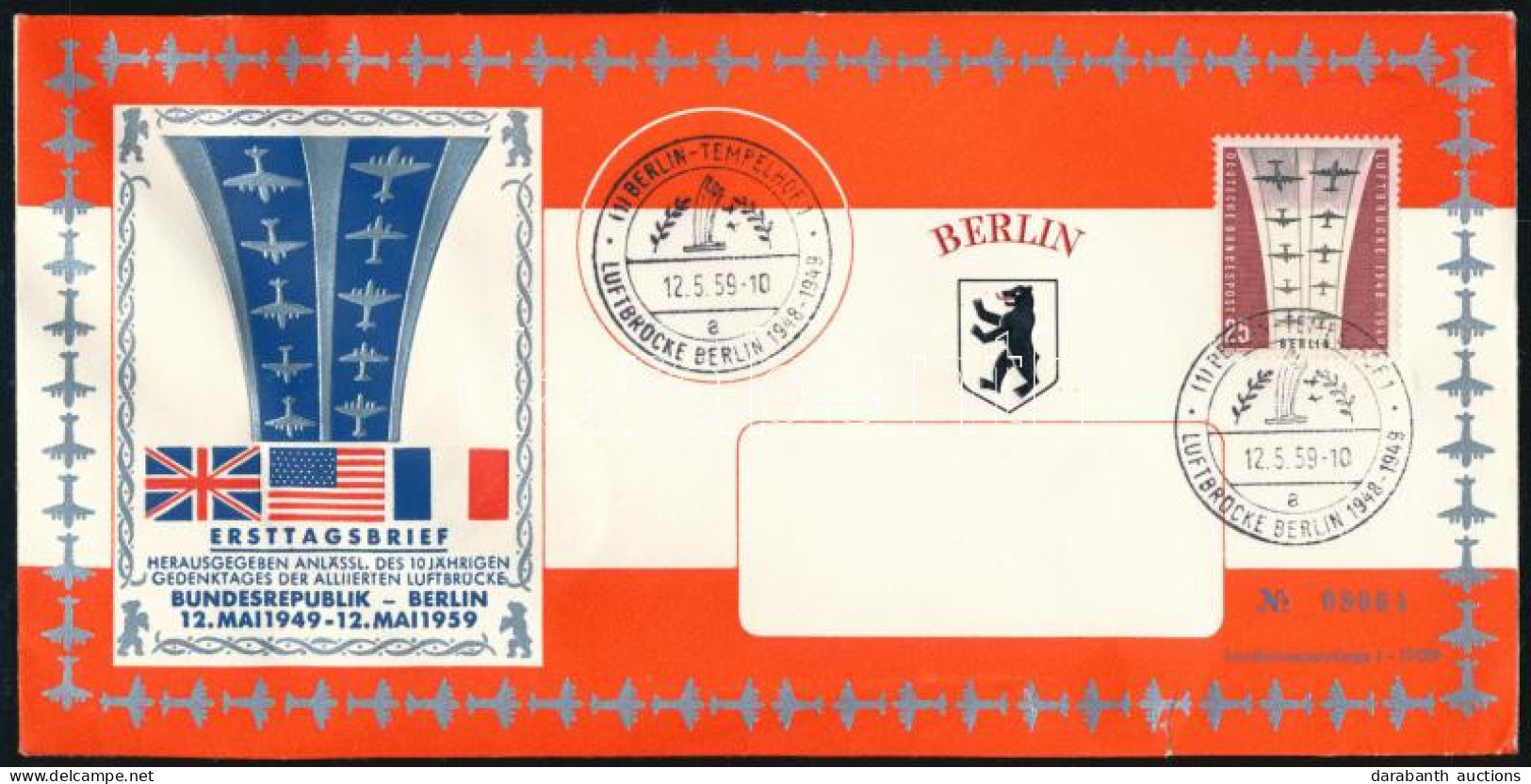 1959 A Berlini Légi Híd Tizedik évfordulójára Kiadott Különleges Boríték / 1959 Special Envelope Issued For The 10th Ann - Otros & Sin Clasificación