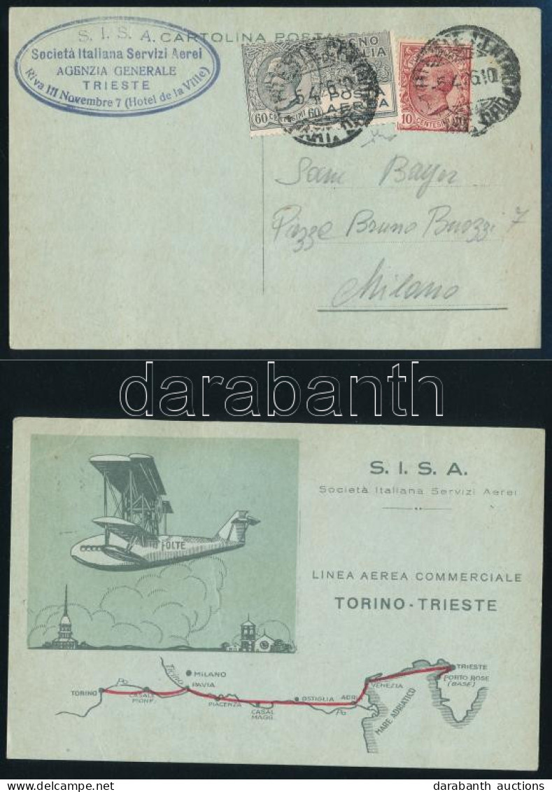 1926 Trieste - Milano Légi Képeslap (S.I.S.A. Reklámlap) / Airmail Advertising Postcard - Autres & Non Classés