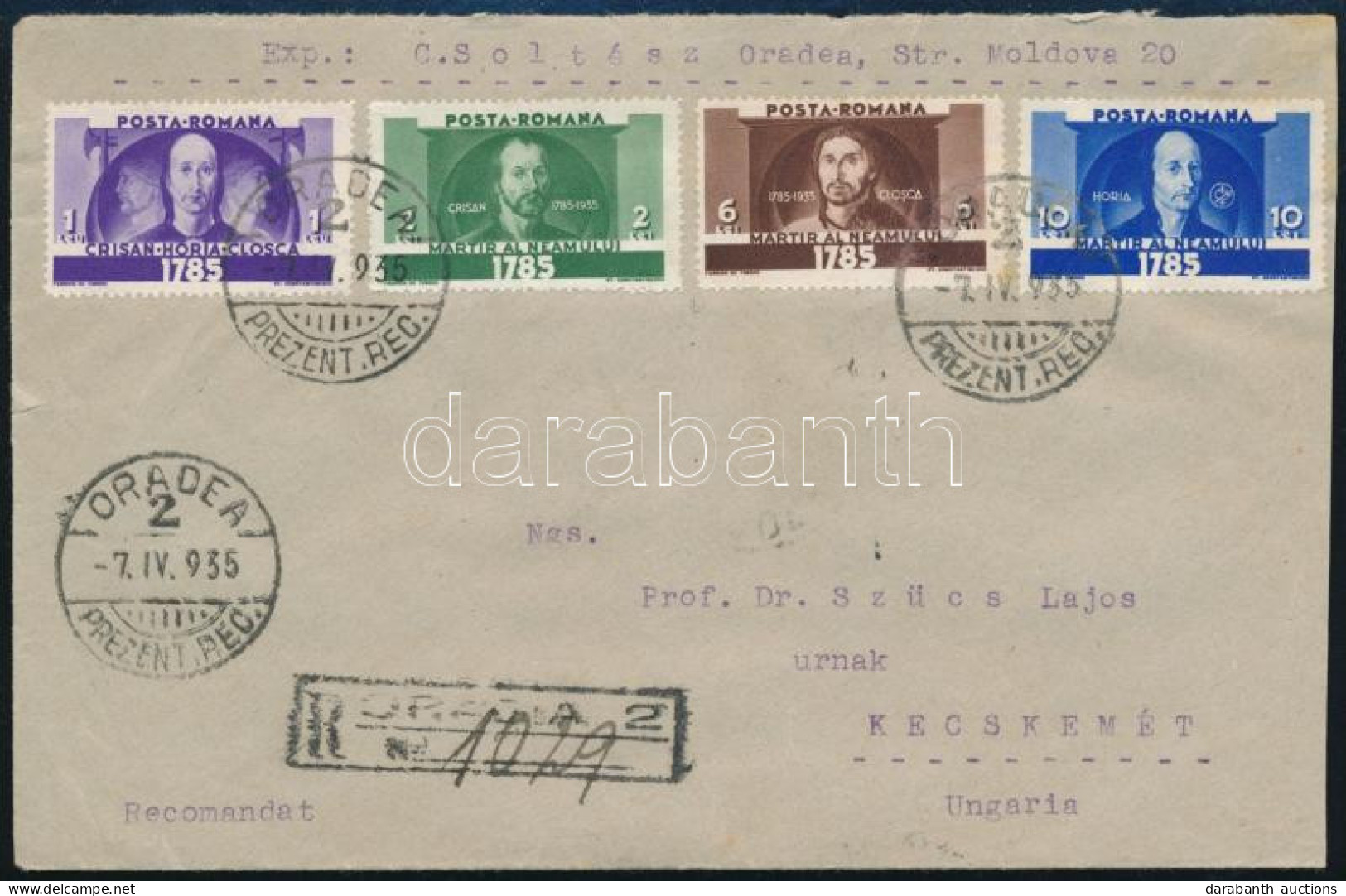 1935 Ajánlott Levél Kecskemétre / Registered Cover To Hungary - Otros & Sin Clasificación