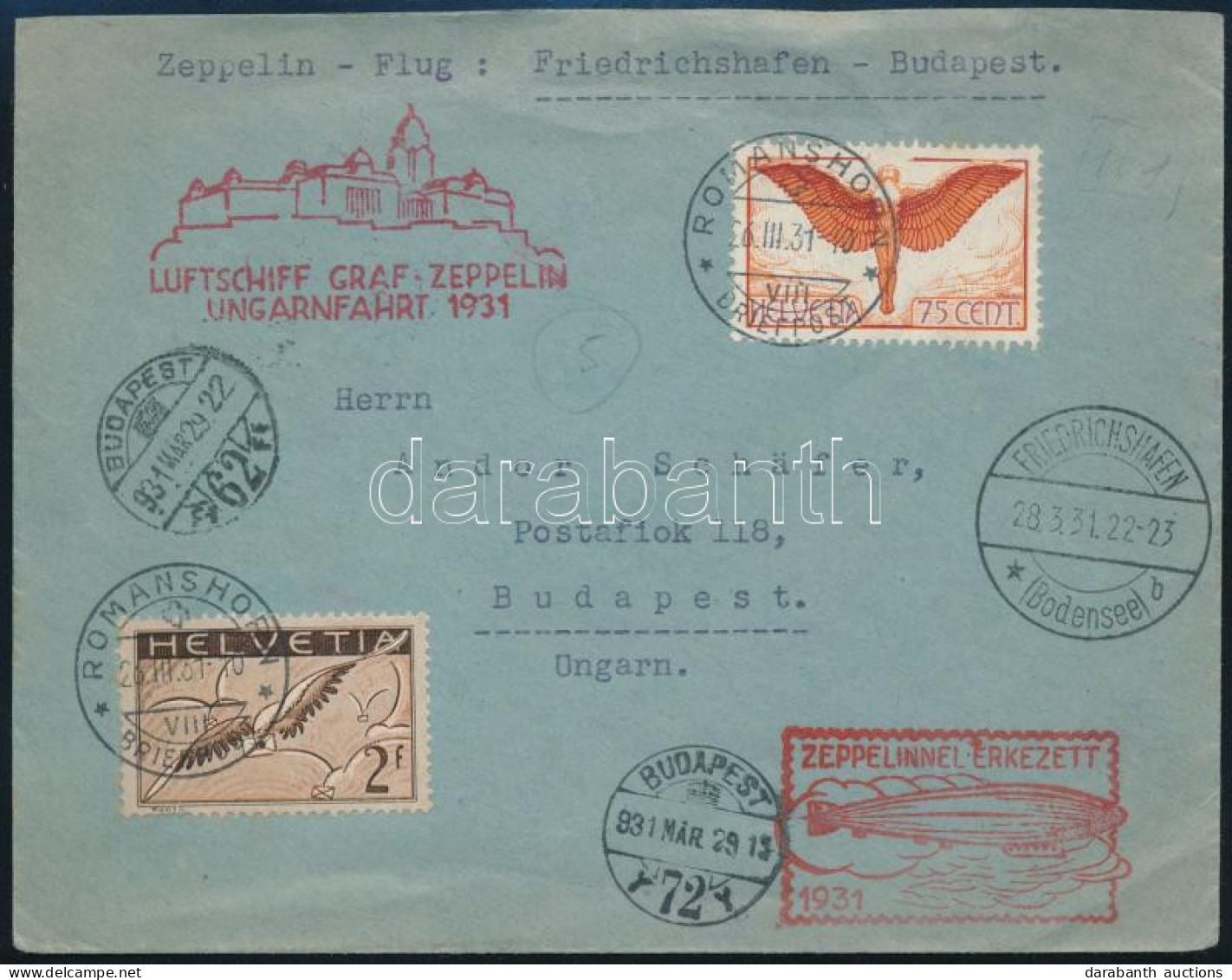 1931 Zeppelin Magyarországi útja Levél Budapestre / Zeppelin Flight To Hungary Cover To Budapest - Other & Unclassified