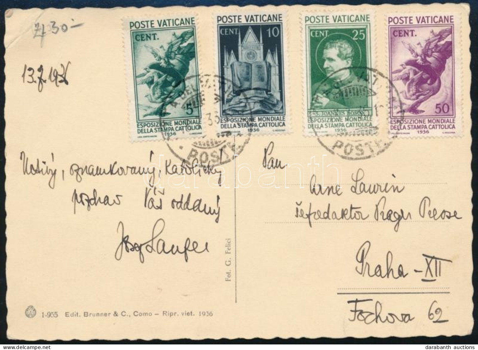 1936 Képeslap Prágába / Postcard To Praha - Otros & Sin Clasificación