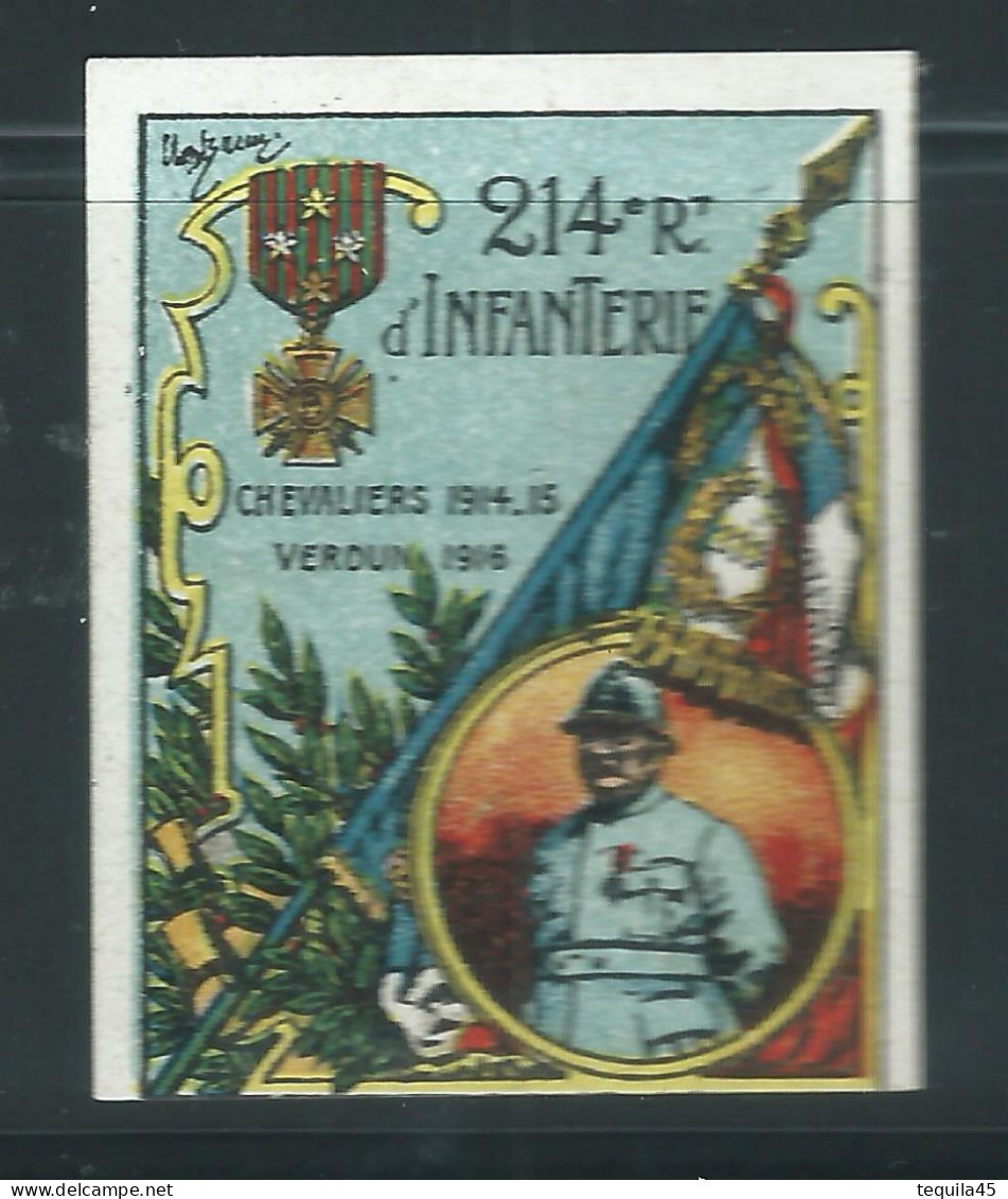 Rare : Vignette DELANDRE - France 214 éme Régt D'infanterie De Ligne - 1914 -18 WWI WW1 Poster Stamp - Erinnophilie