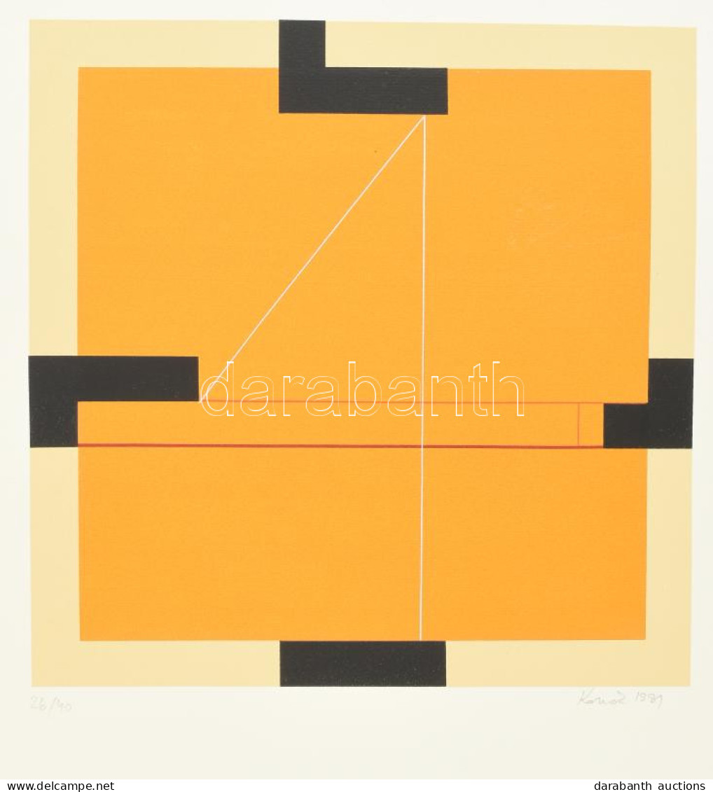 Konok Tamás (1930-2020): Kompozíció, 1991. Szitanyomat, Papír, Jelzett. Számozott: 26/40. 28×28 Cm / Screenprint On Pape - Altri & Non Classificati