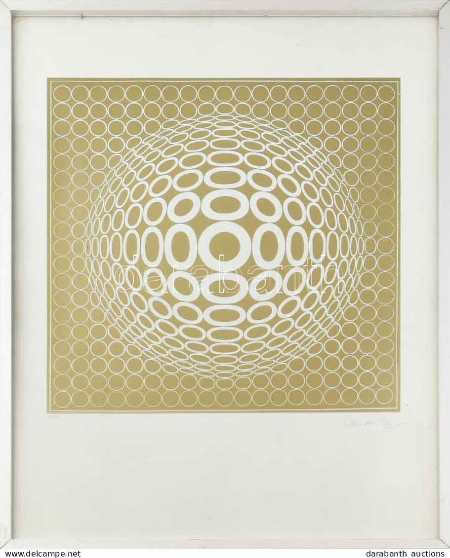 Vasarely, Victor (1908-1997): Arany Gyűrűk Szitanyomat, Papír, Jelzett, Számozott (28/90), üvegezett Fakeretben, 41x41 C - Otros & Sin Clasificación