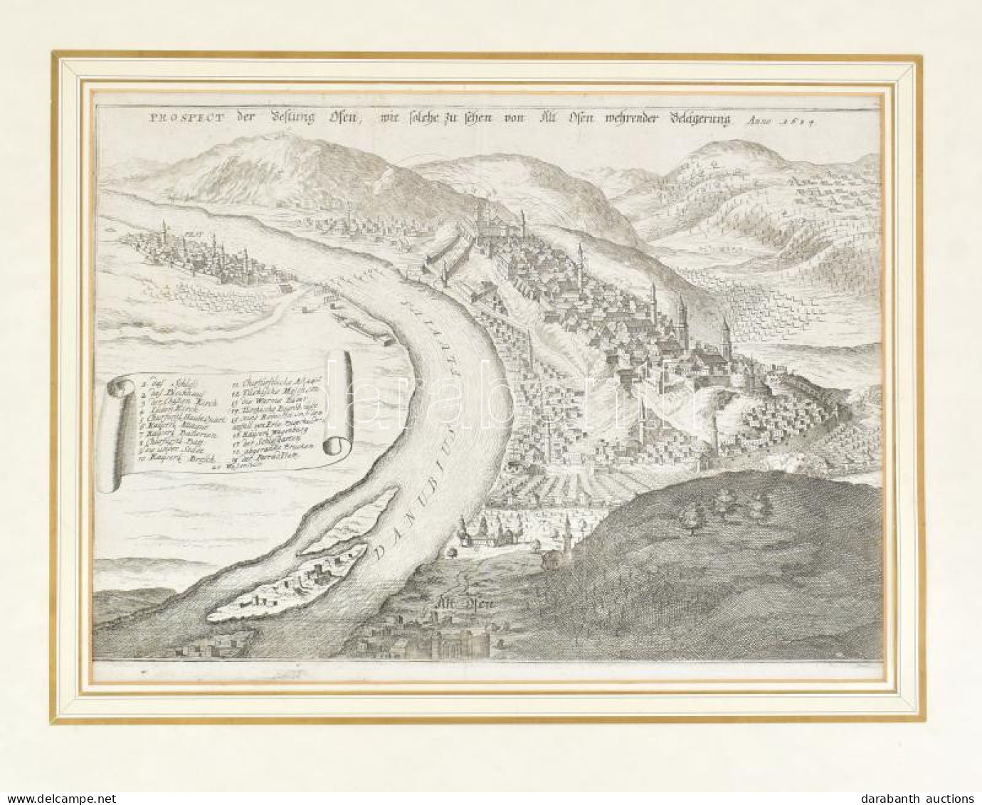 1691 ,,Prospect Der Vestung Ofen, Wie Solche Zu Sehen Von Alt Ofen Wehrender Belägerung Anno 1684." Buda és Pest Madártá - Engravings