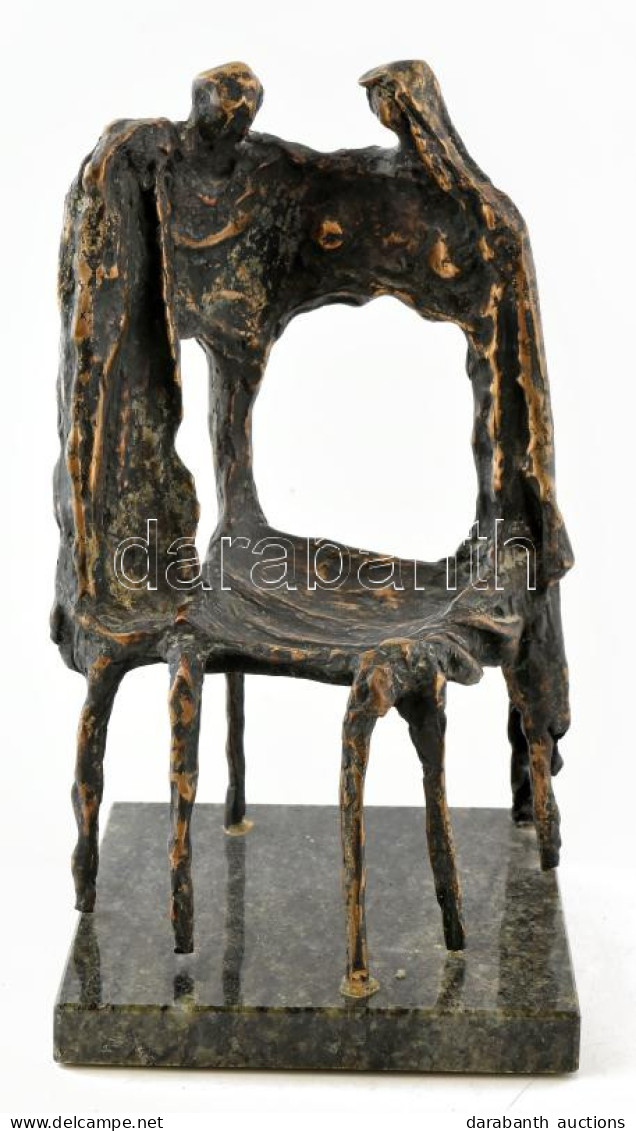 Pauer Gyula (1941 - 2012): Kettős Metamorfózis. Bronz, Márvány Talapzaton, Jelzés Nélkül, 15x15x27,5 Cm - Andere & Zonder Classificatie