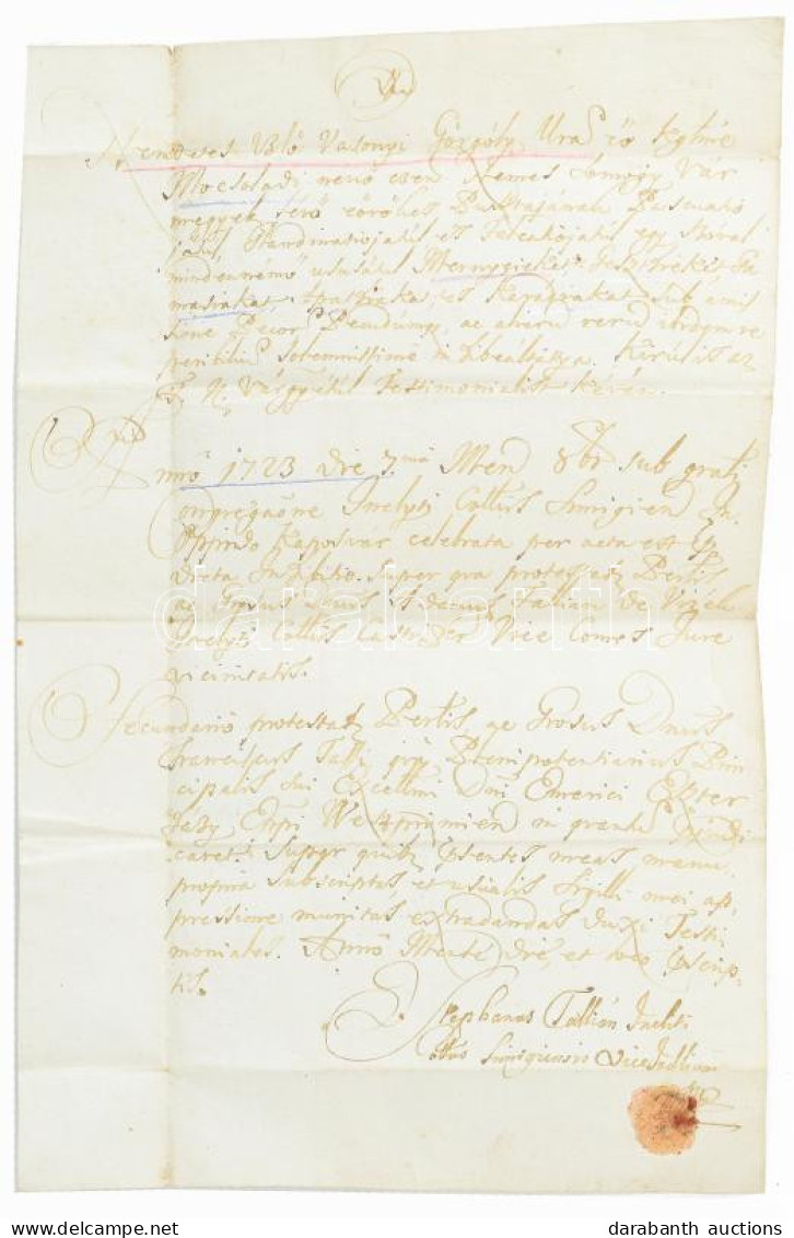 1723 Mocsoládi Mező Használatáról Szóló Kötelezvény Mernyei, Gesztelyi, Gamási és Karádi Gazdák Részére Somogy Megye Hel - Unclassified