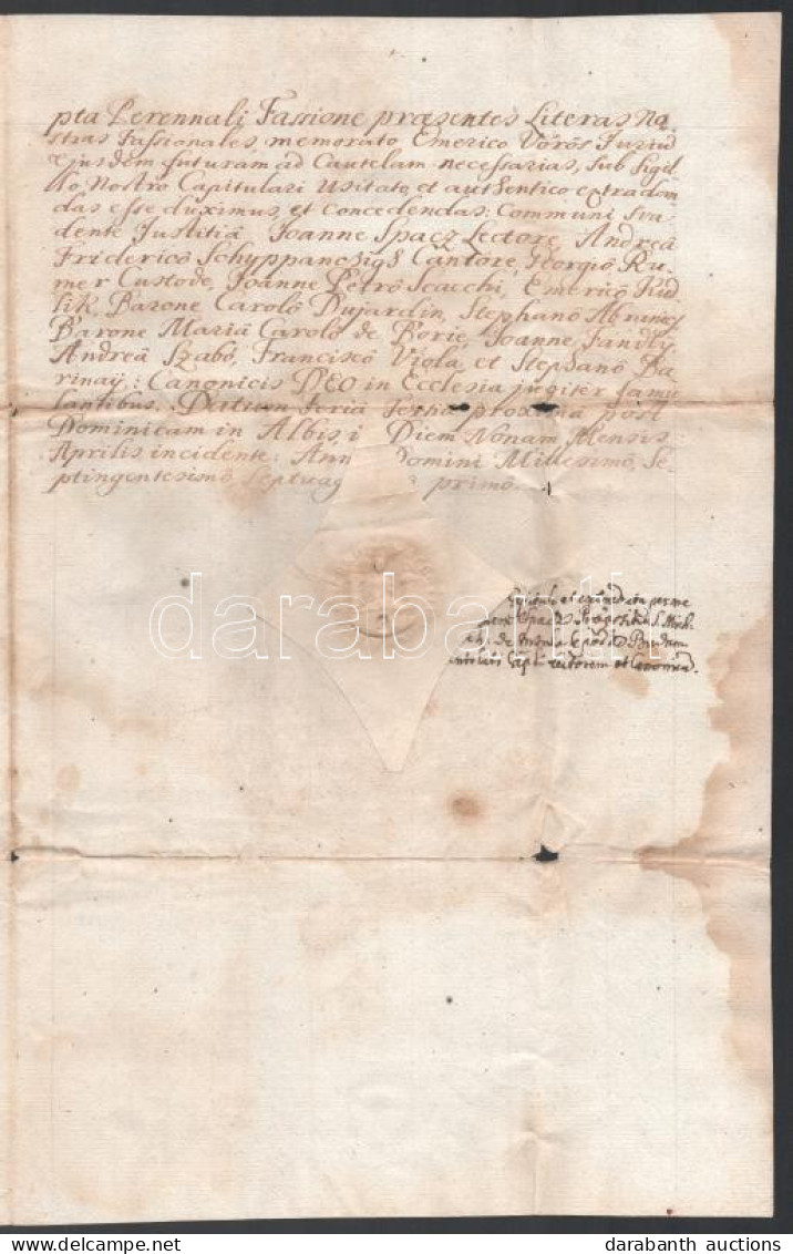 1771 Pozsony, Eltartási Szerződés Aczél Mihály ügyében, Papírfelzetes Pecséttel, Foltos, 2,5 Beírt Oldal - Sin Clasificación