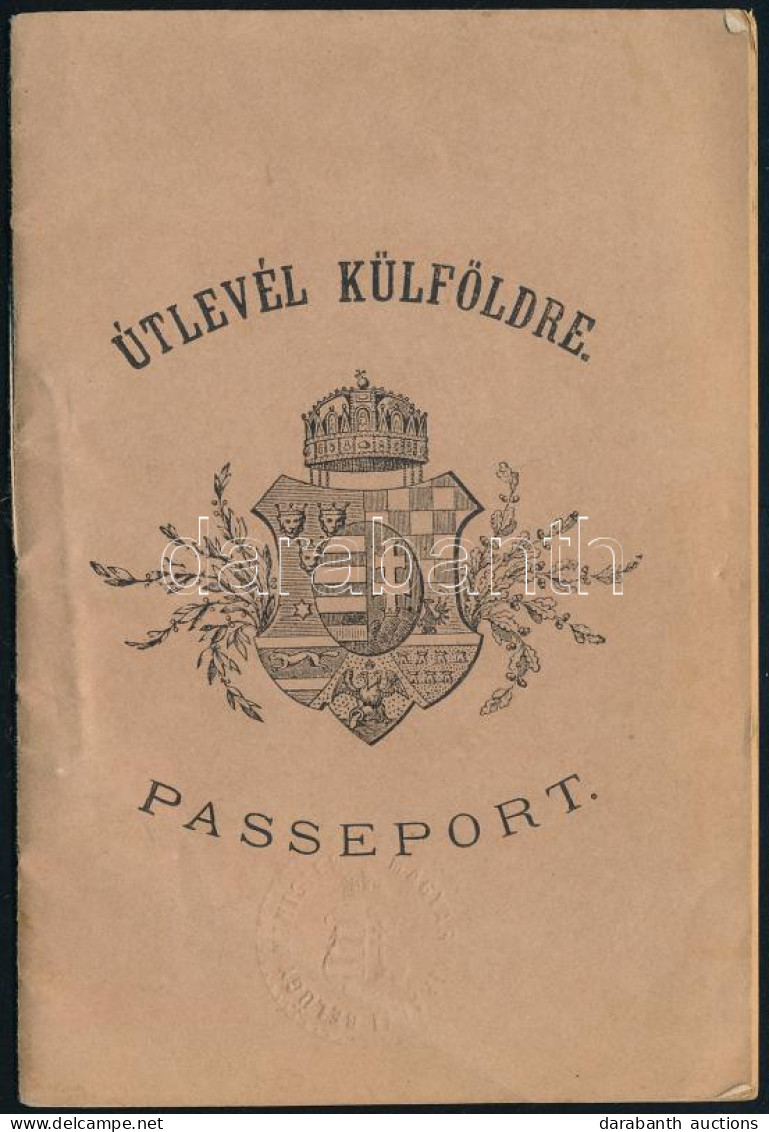 1870 Osztrák-Magyar Monarchia, I. Ferenc József Nevében Kiállított útlevél Demeter Gyula (1853-1881) Kolozsvári Mérnök R - Unclassified