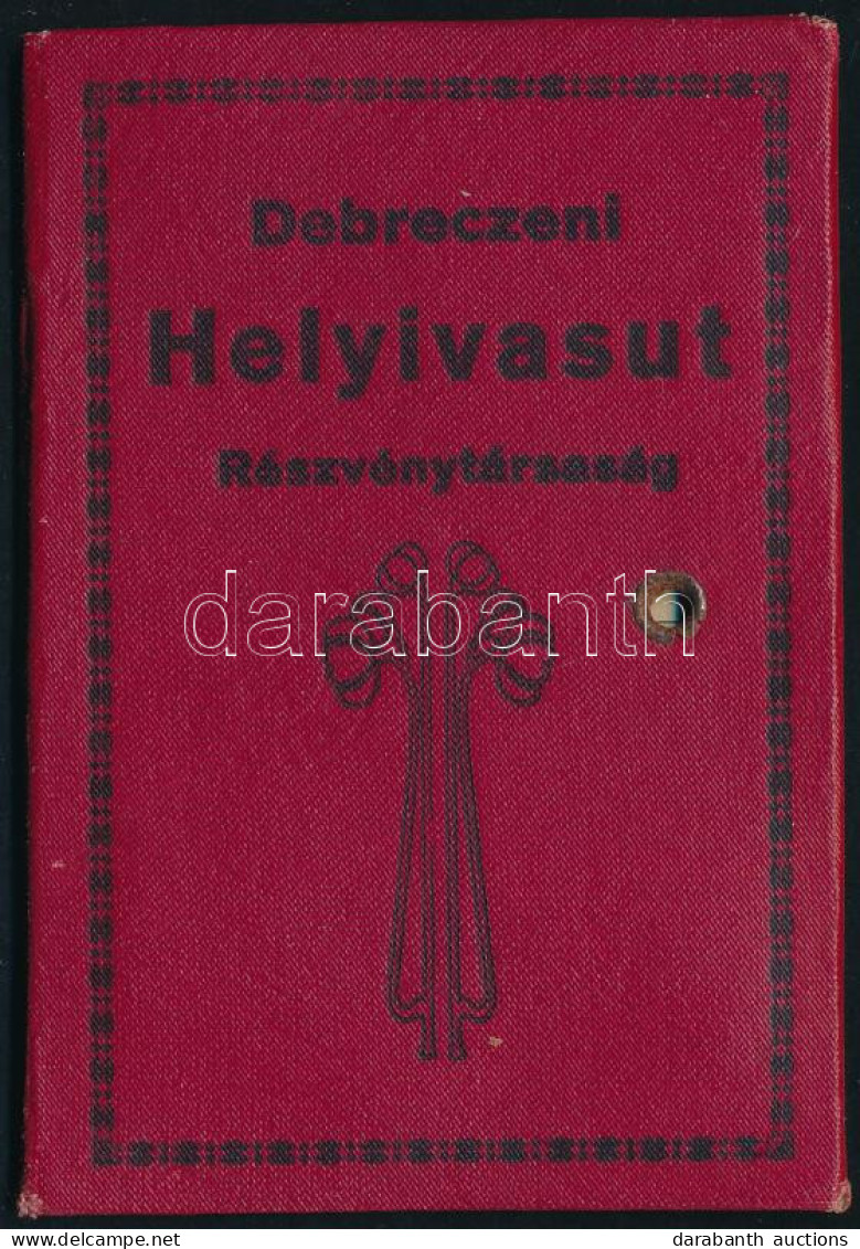 1922 A Debreceni Helyi Vasút RT Fényképes Igazolványa Szecessziós Egészvászon Kötésben - Unclassified