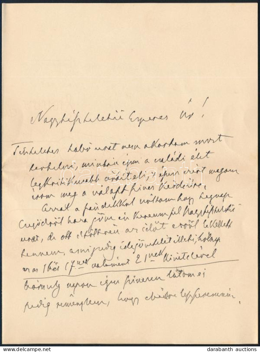 1896 Tisza Kálmán (1830-1902) Miniszterelnök Saját Kézzel írt Levele Szél Kálmán Nagyszalontai Esperesnek Egyházi ügyekb - Non Classificati