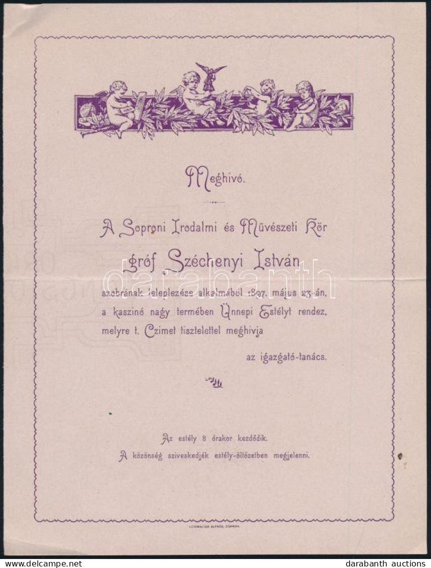 1897 Sopronvármegye és Sopron Sz. Kir. Város Közönsége Széchényi István Gróf Emlékszobrának ünnepélyes Leleplezésének Me - Non Classés