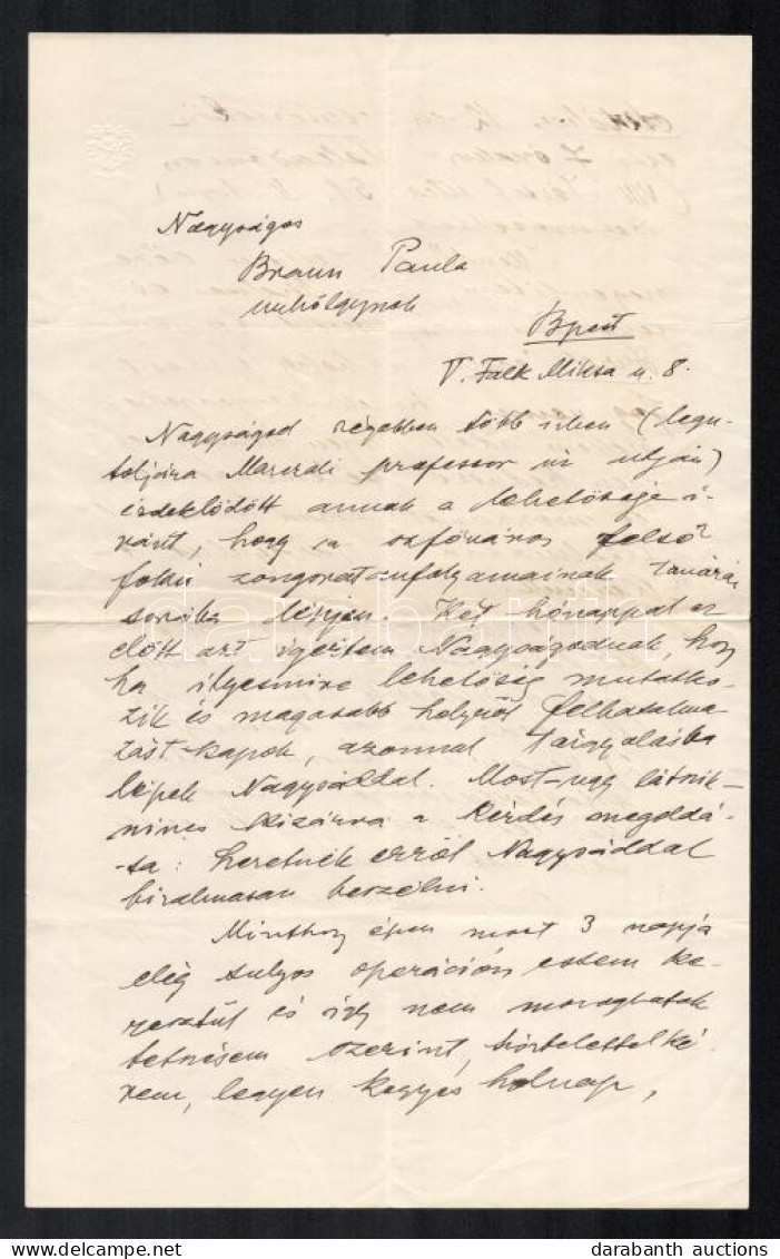 Cca 1910 Kacsóh Pongrácz (1873-1923) Zeneszerző Autográf Levele Braun Paula (1881-1962) Zongoraművésznőnek. A Levélben A - Ohne Zuordnung