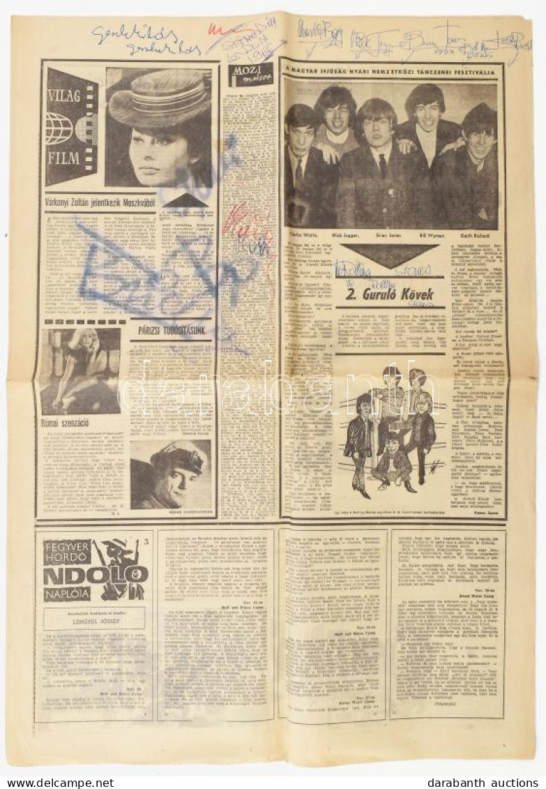 1966 The Rolling Stones A Tagok, Mick Jagger, Keith Richards, Brian Jones, Billy Wyman és Charlie Watts által Autográf D - Otros & Sin Clasificación