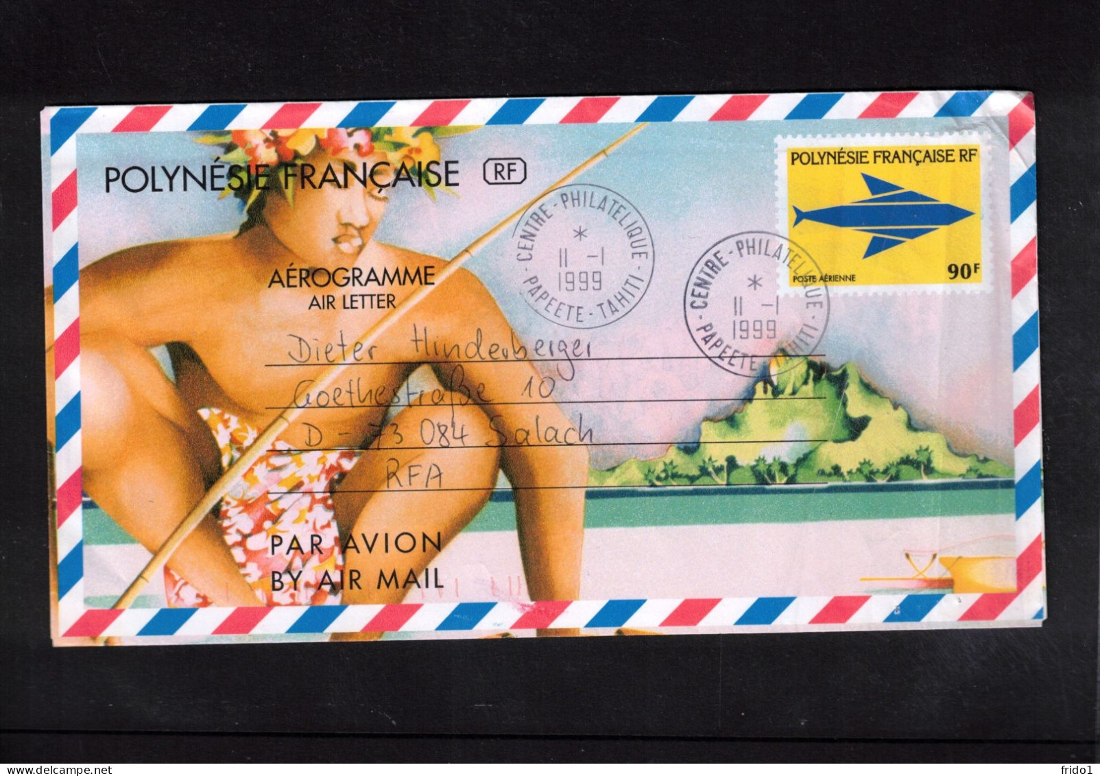 French Polynesia 1999 Interesting Aerogramme - Lettres & Documents
