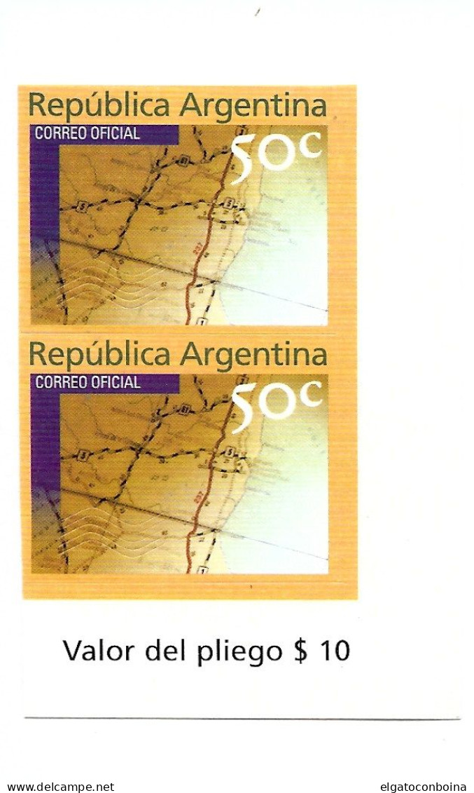 ARGENTINA 1999 MAPS SELF ADHESIVES STAMP IN PAIR 50 CENTS - Neufs