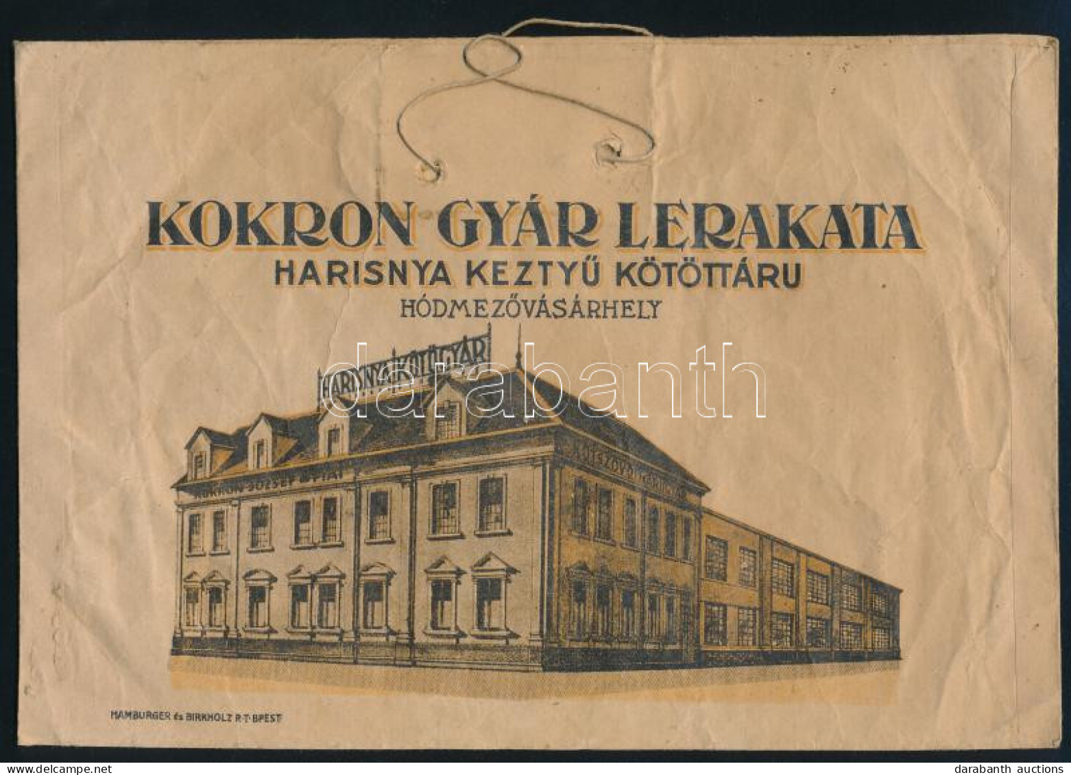 Cca 1910 - 1920 Hódmezővásárhely, Kokron József és Fiai Harisnya, Kesztyű, Kötöttáru Lerakatának Illusztrált Papírzacskó - Advertising