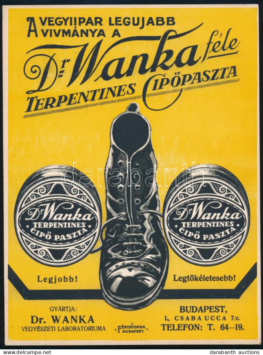 Cca 1925 Dr. Wanka-féle Terpentines Cipőpaszta, Art Deco Reklámplakát, Szép állapotban, 24×18 Cm - Publicidad