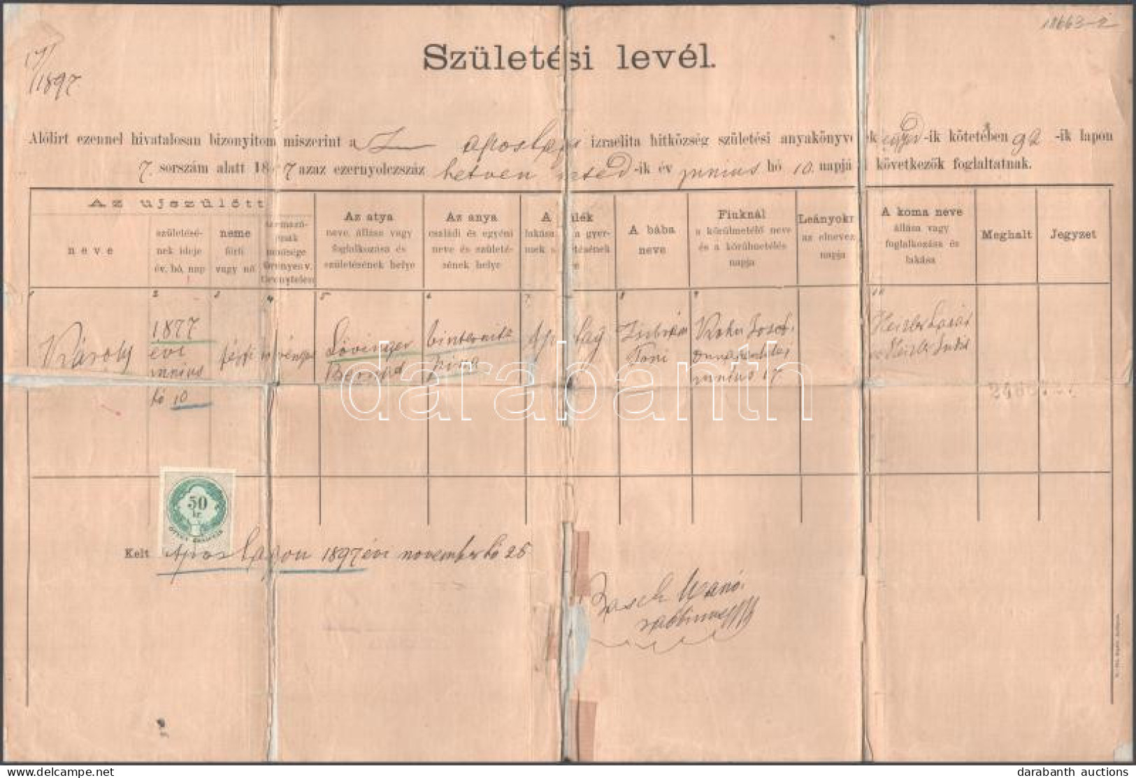 1894-1954 Zsidó Család Irathagyatéka, Feltehetőleg Paul Arma (Weisshaus Imre) Rokonságából, 13 Db, Születési, Házassági, - Altri & Non Classificati