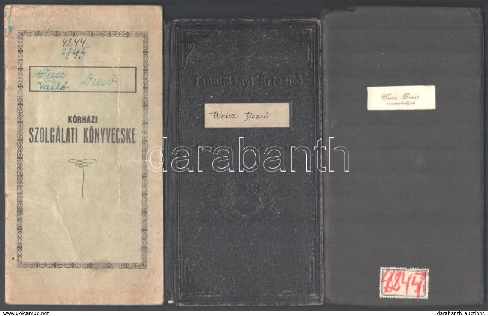 1921-1945 Valló (Weisz) Dezső Izraelita Orvos Okmányai, 8 Db, Főreáliskolai Tanulmányi értesítő, Egyetemi Leckekönyvei ( - Sonstige & Ohne Zuordnung