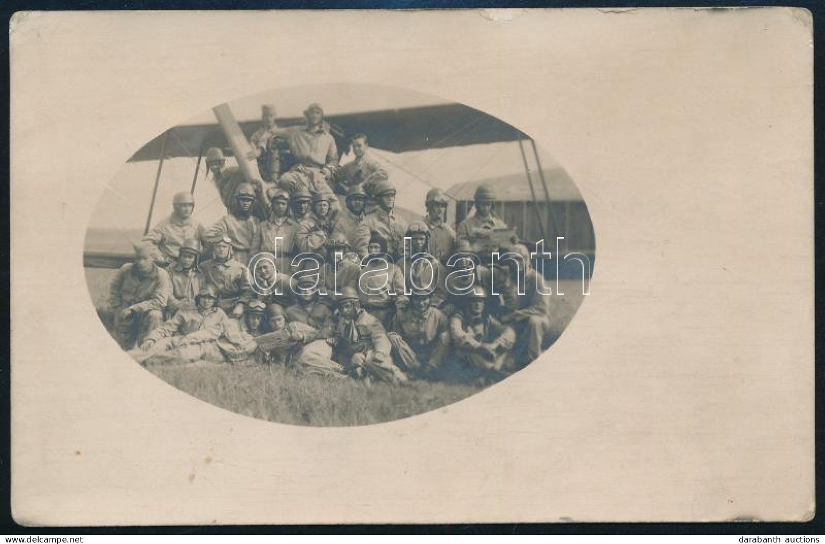 1926 Szerb Pilóták és Repülősök Egy Kétfedeles Gép Előtt, Eredeti Fotó, Szép állapotban, 9×14 Cm - Other & Unclassified