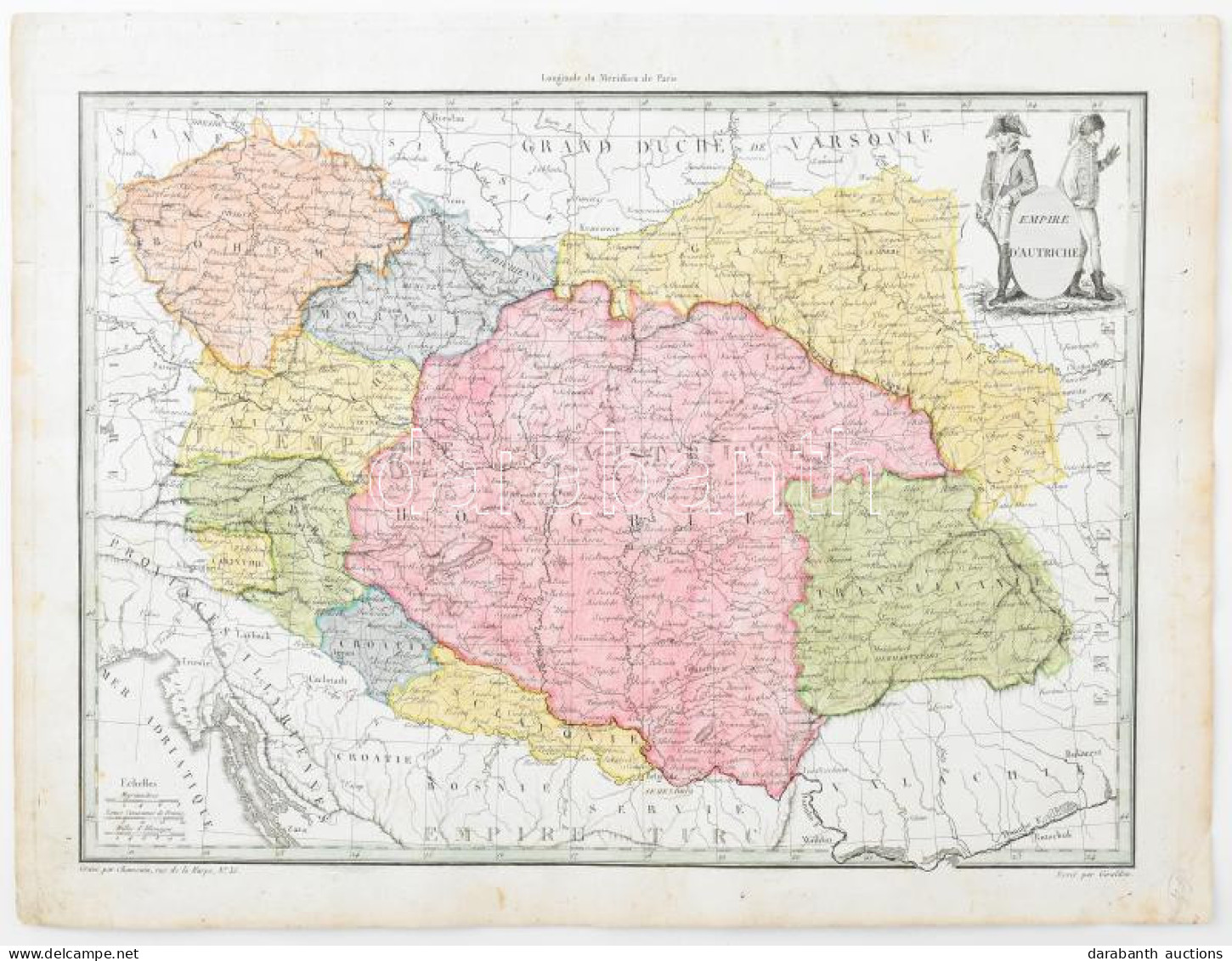 Empire D'Autriche. Az Osztrák Birodalom Színezett Rézmetszetű Térképe. Megj: 1812. M. Lapie: Atlas Supplémentaire Du Pré - Other & Unclassified