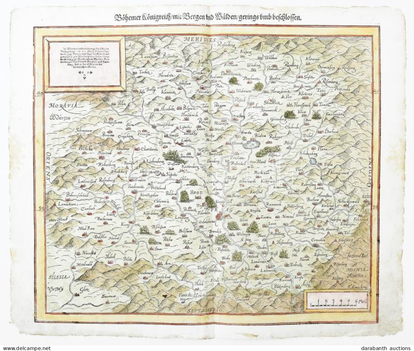 Sebastian Münster: Böhemer Königreich Mit Bergen Und Wäldern, Gerings Umb Beschlossen. Heinrich Petri, Basel, 1574 Színe - Otros & Sin Clasificación