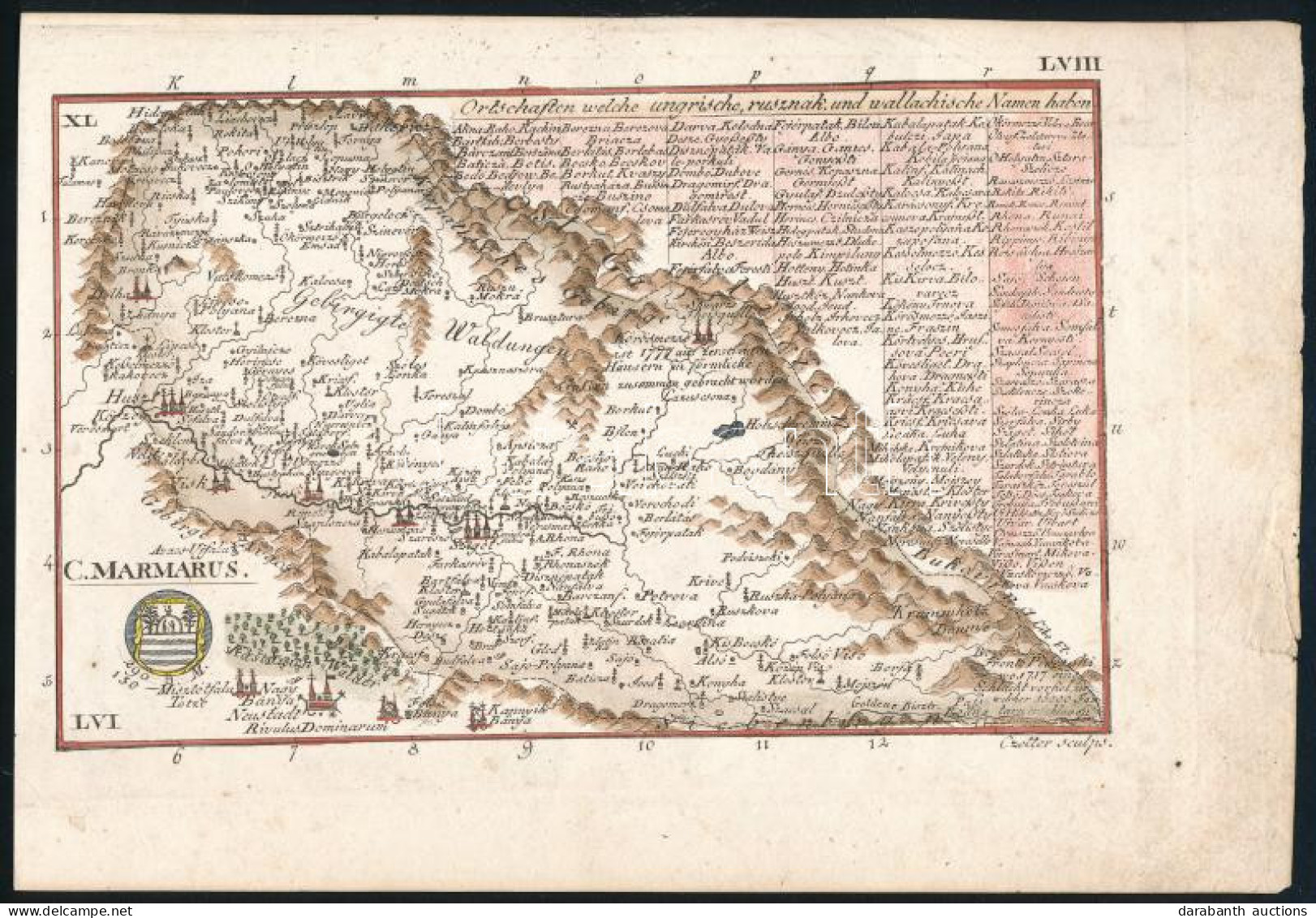 1804 Czetter Sámuel (1765-1829 K.): Máramaros Vármegye Térképe. C[omitatus] Maramarus, Rajta: Huszt, Máramarossziget, Kő - Autres & Non Classés