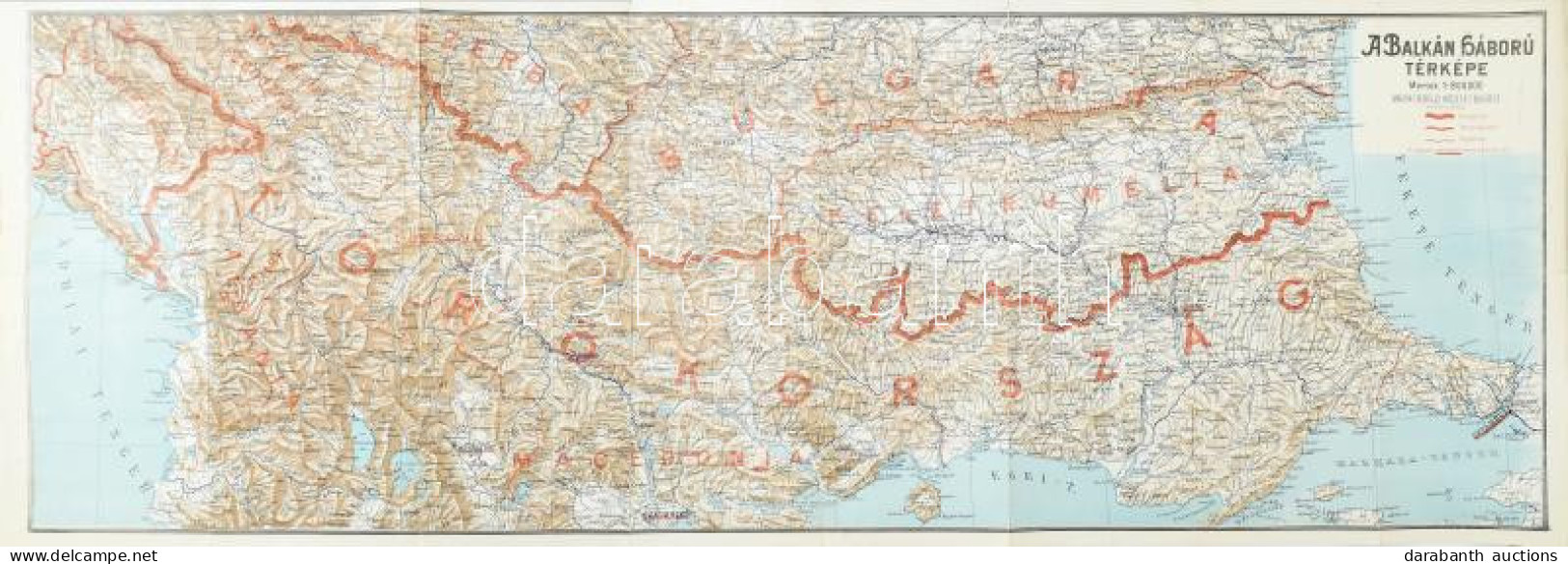 1912 A Balkán-háború Térképe, 1:800.000, Tervezte és Rajzolta: Kogutowicz Manó, Bp., Földrajzi Intézet Rt., Kiadói Papír - Altri & Non Classificati