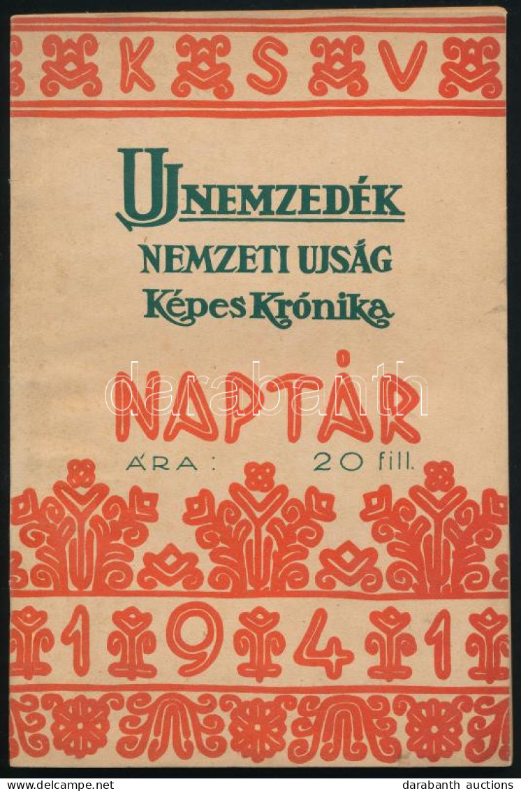 1941 Az Új Nemzedék, A Nemzeti Újság Naptára, Képekkel Illusztrált, Jó állapotban, 128p - Zonder Classificatie