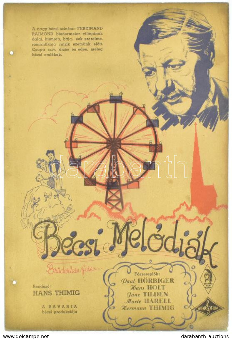 Cca 1942 "Bécsi Melódiák" (Brüderlein Fein...), FőszereplőK: Paul Hörbiger, Hans Holt, Jane Tilden, Marte Harell, Herman - Otros & Sin Clasificación