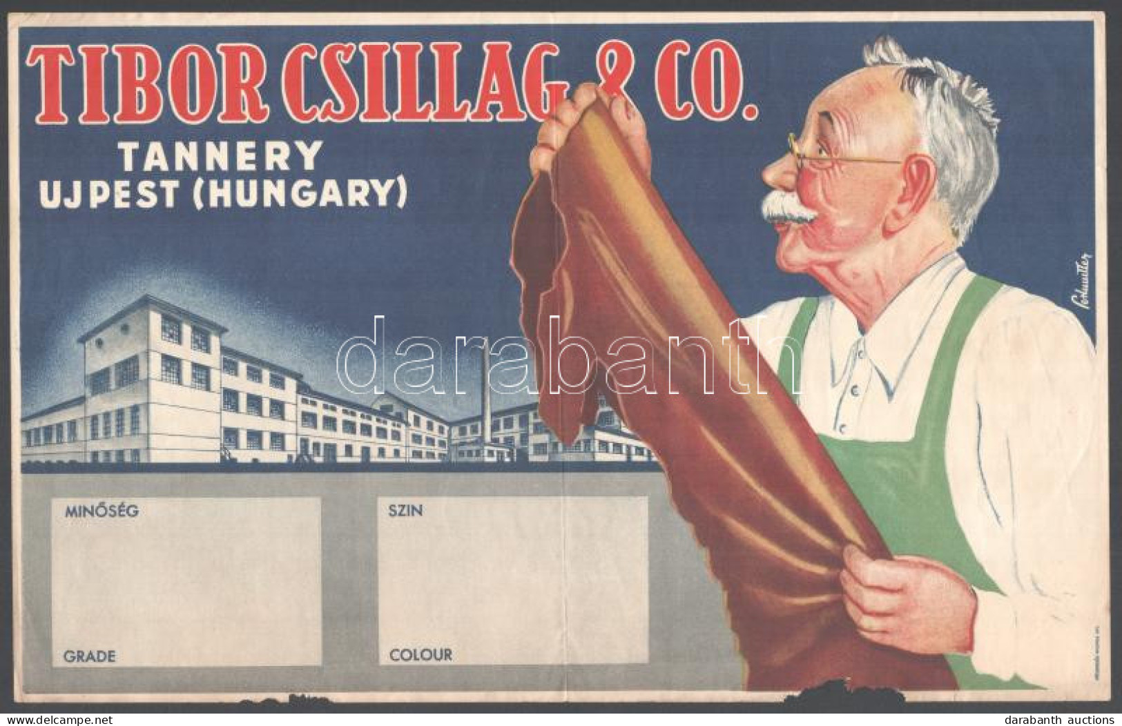 Cca 1930-1940 Tibor Csillag & Co. Tannery Ujpest (Hungary). Angol Nyelvű Magyar Reklám Plakát, Bp., Közlekedési Nyomda K - Altri & Non Classificati