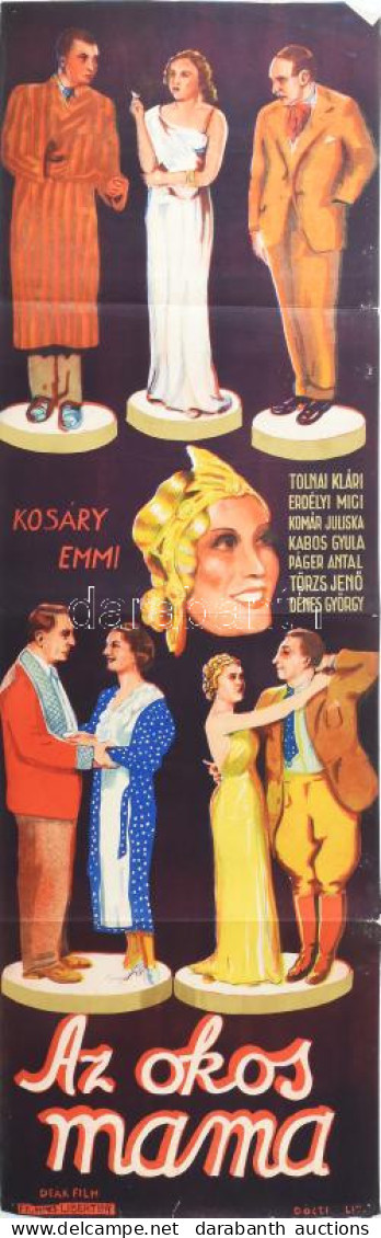 Az Okos Mama, 1935. Moziplakát (filmplakát, Rácsplakát). Kosáry Emmi, Tolnai (Tolnay) Klári, Erdélyi Mici, Komár Juliska - Other & Unclassified
