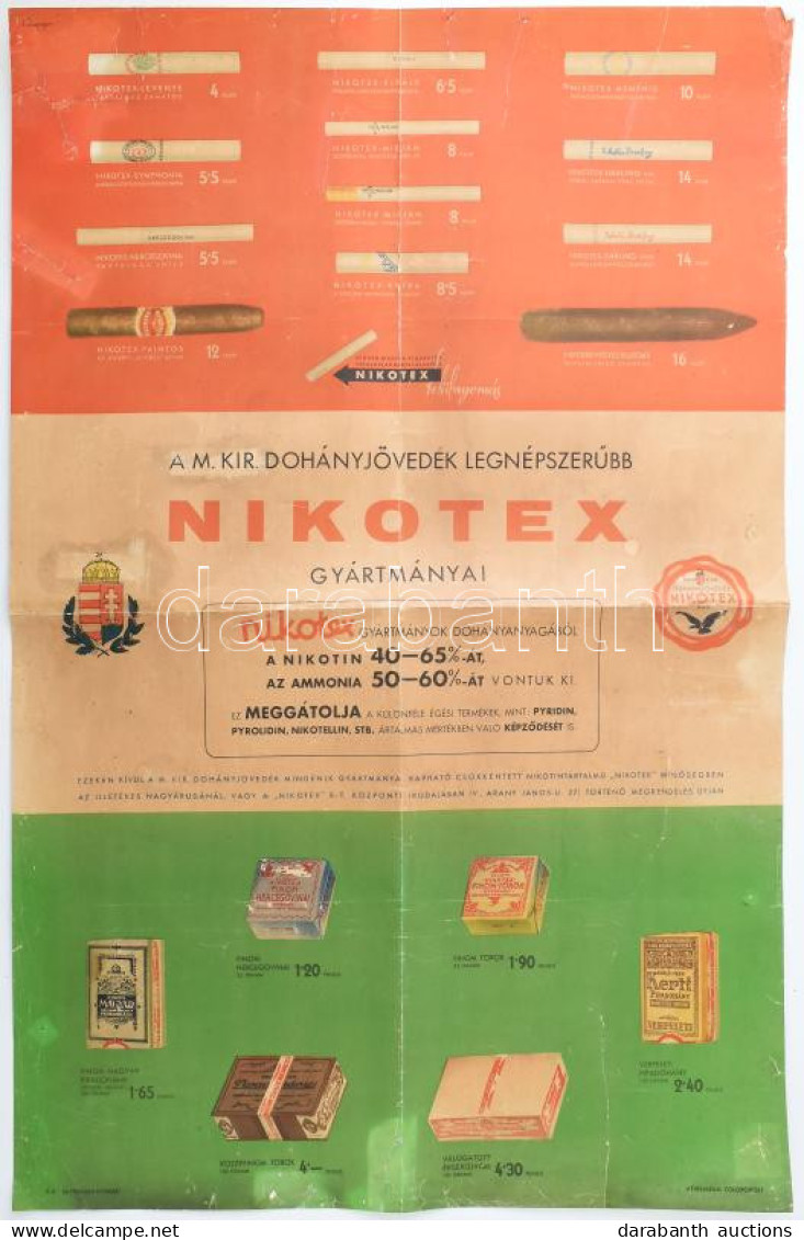 Cca 1930 Repcze János (1905-1985): "A M. Kir. Dohányjövedék Legnépszerűbb Nikotex Gyártmányai", Nikotex Reklámplakát, Bp - Sonstige & Ohne Zuordnung