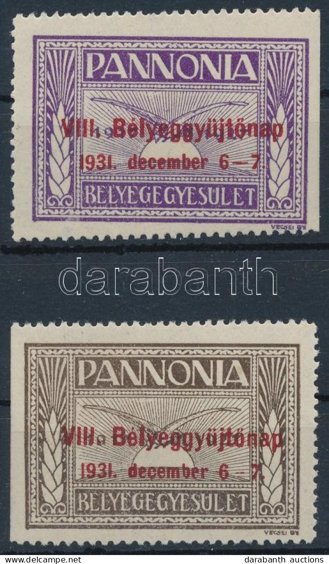 1931 Pannóniai Bélyegegyesület VIII. Bélyeggyűjtőnap 2 Klf Levélzáró / 2 Different Label - Unclassified
