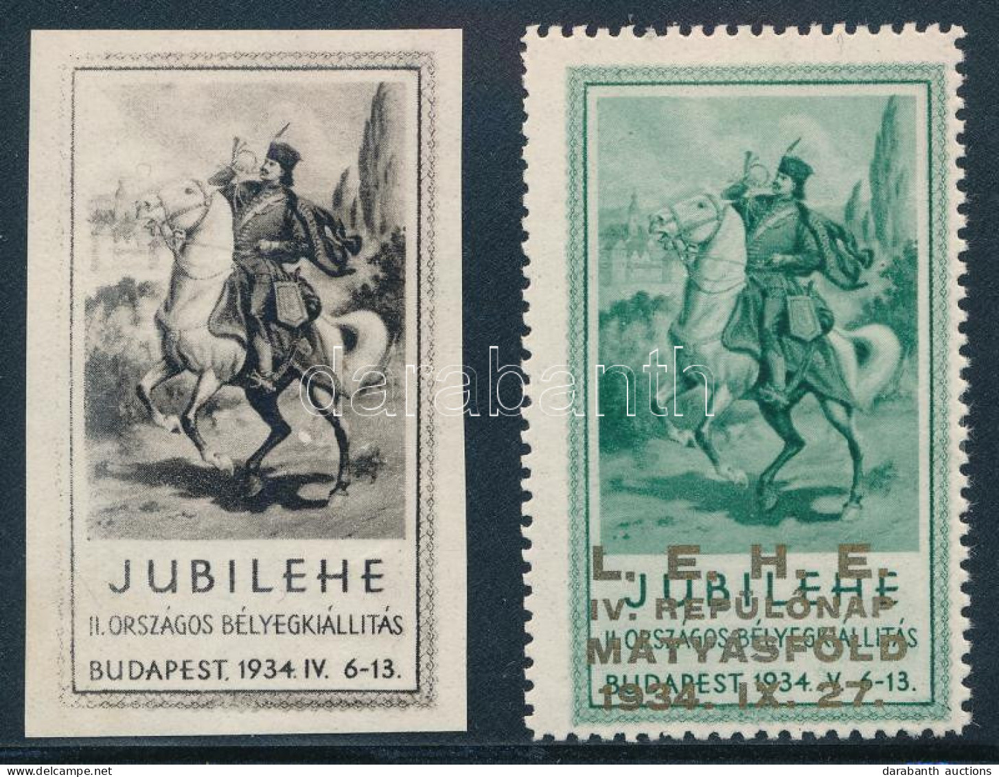 1934 Jubilehe Vágott Levélzáró + Jubilehe Repülőnap Arany Felülnyomású Levélzáró / Labels - Unclassified