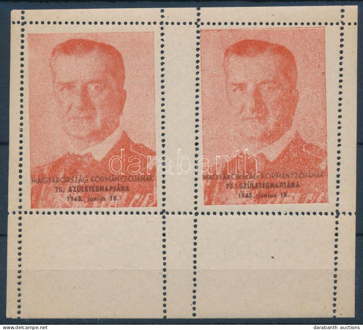 1943 Horty 75. Születésnapja Levélzáró Kisív / Label Mini Sheet - Non Classificati