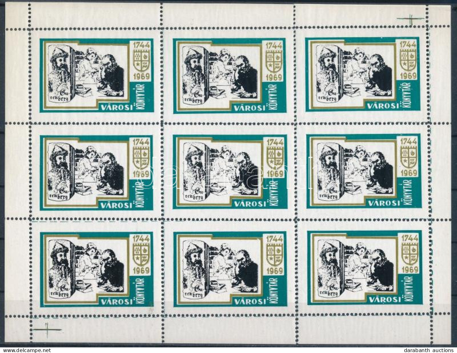 1969 Városi Könyvtár Levélzáró Kisív / Label Mini Sheet - Ohne Zuordnung