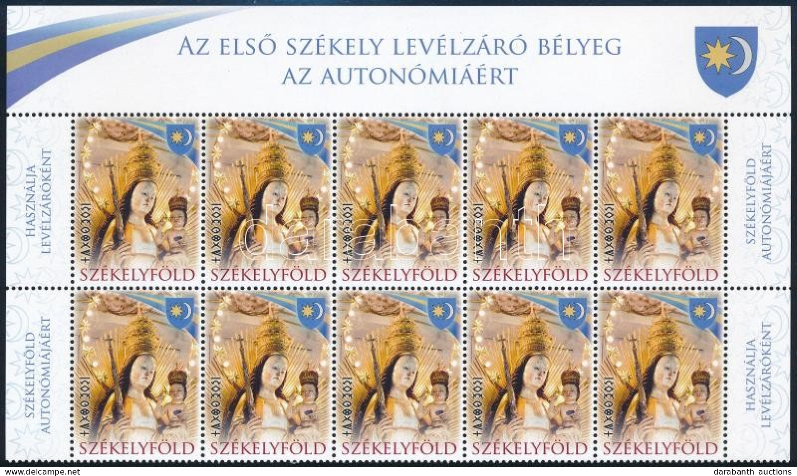 2016 Első Székely Levélzáró 10-es Tömb / Label Block Of 10 - Non Classés