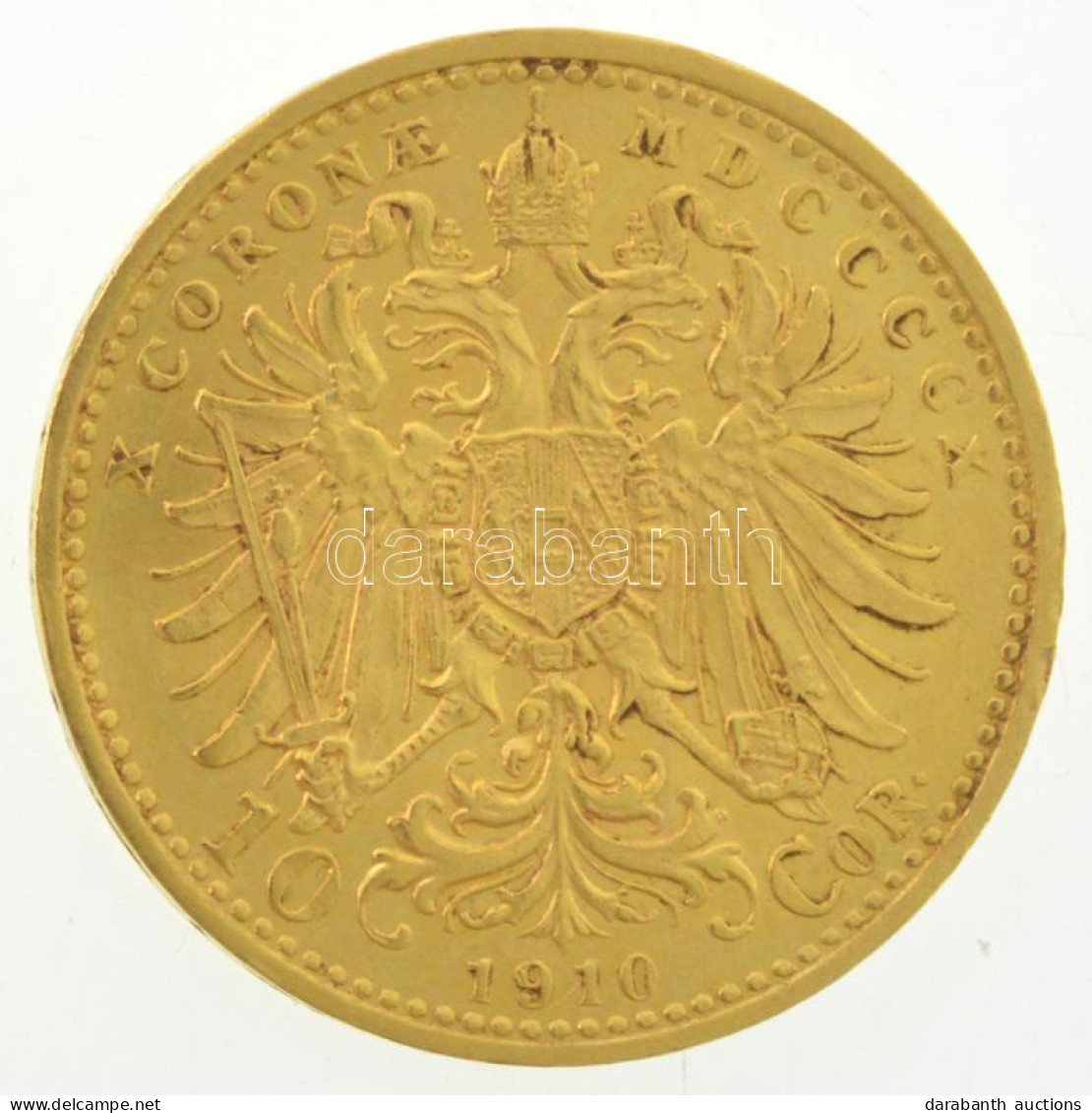 Ausztria 1910. 10K Au "Ferenc József" (3,40g/0.900) T:AU Kis Ph /  Austria 1910. 10 Corona Au "Franz Joseph" (3,40g/0.90 - Ohne Zuordnung
