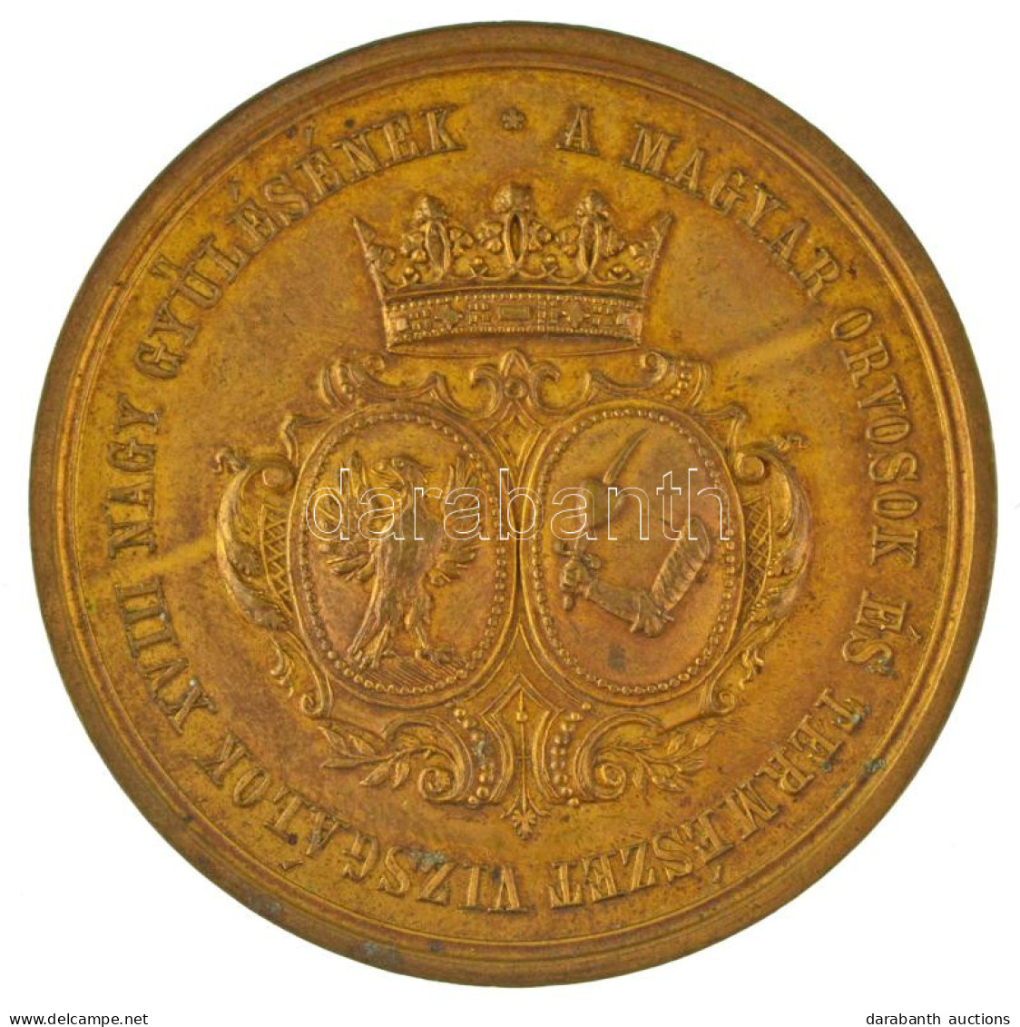 1875. "A Magyar Orvosok és Természet Vizsgálók XVIII. Nagy Gyűlésének / Előpatak 1875" Aranyozott Broonz Emlékérem (41mm - Unclassified